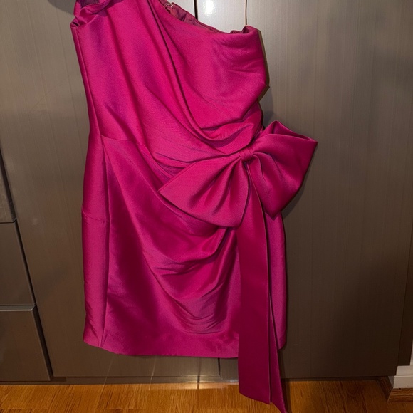 Jovani 23064 Fuchsia One Shoulder Fitted Cocktail Dress - Picture 2 of 5